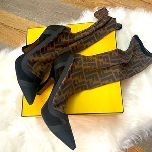 Fendi Sock boots with original box and bag.